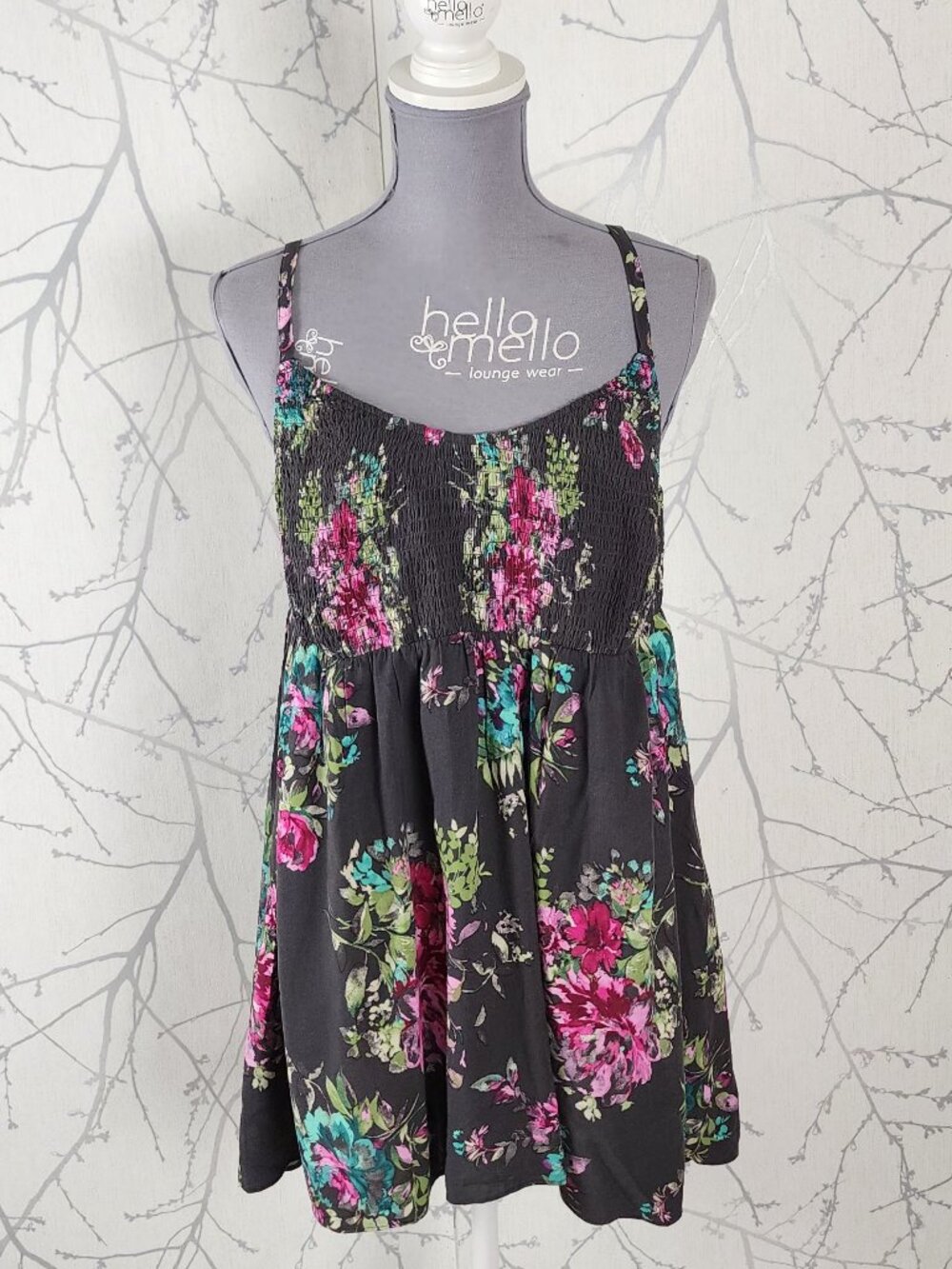 Torrid Colorful Floral Print Strappy Smocked Empire Waist Tank